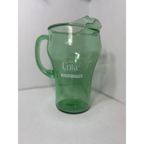 Coca-Cola Green glass pitcher Wahataburger - Picture 5 of 12